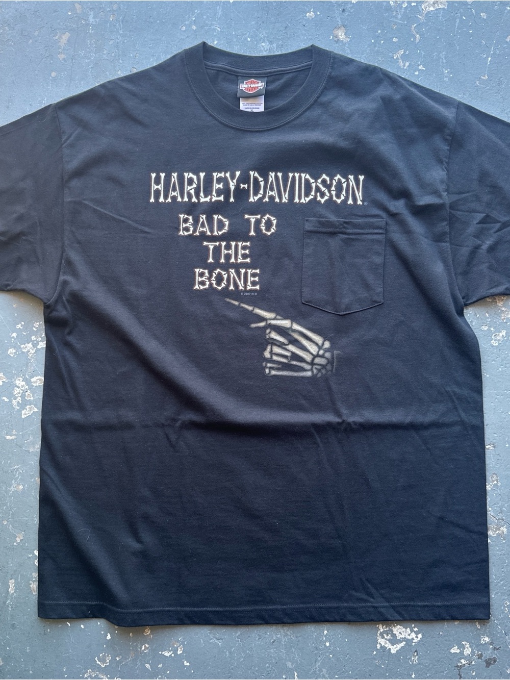 Harley-Davidson Black Tee with Red, Orange and Blue 'Mother Road' Graphic